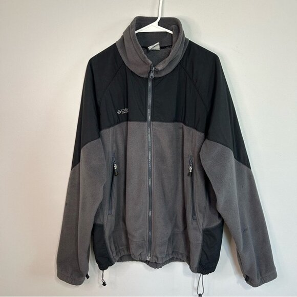Vintage Columbia Gray Black Men's Fleece Warm Winter Full Zip Jacket Size XXL - Picture 1 of 8